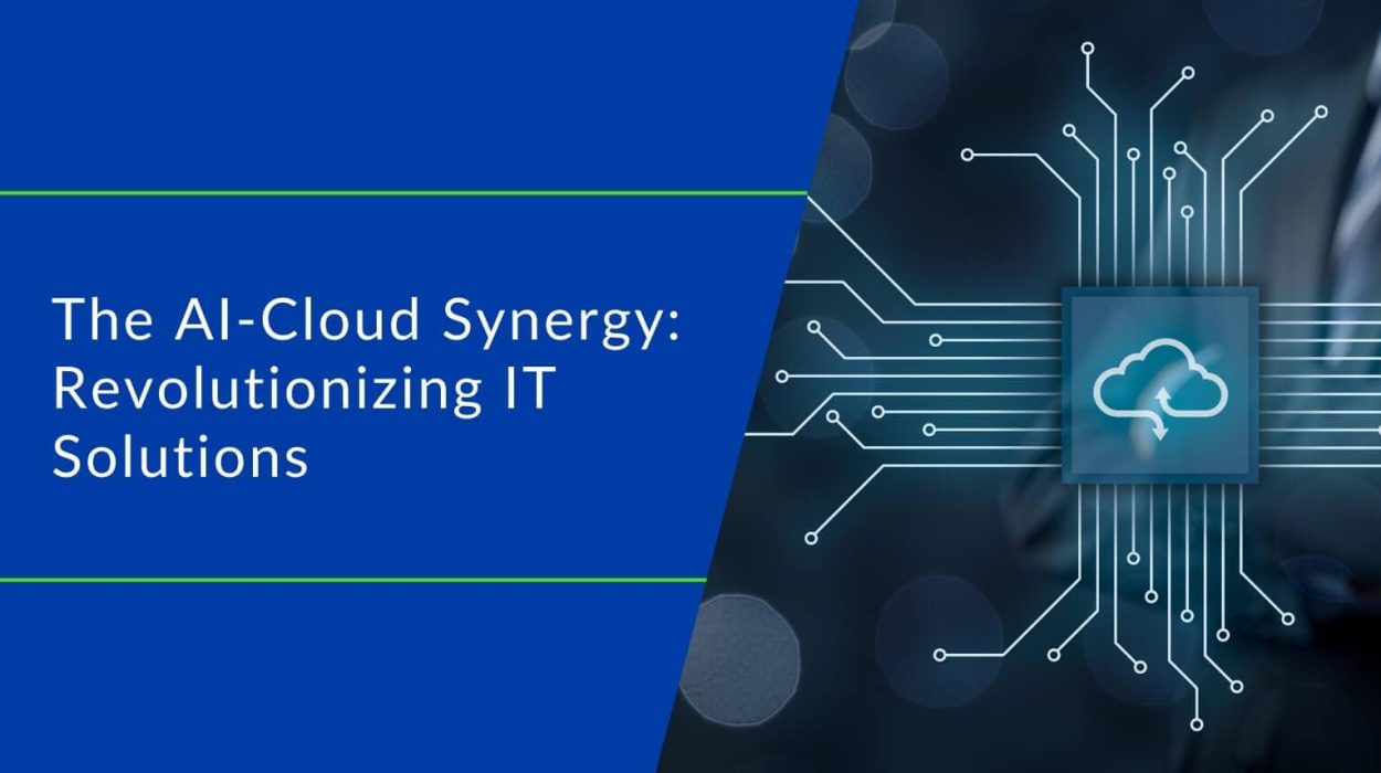 BIZ-LYNX Technology - Title slide showing "The AI-Cloud Synergy: Revolutionizing IT Solutions" with a cloud icon connected to digital circuits, seamlessly illustrating the integration of AI Cloud Solutions for unparalleled IT enhancements.