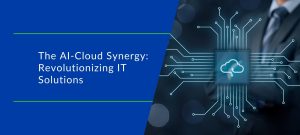 BIZ-LYNX Technology - Title slide showing "The AI-Cloud Synergy: Revolutionizing IT Solutions" with a cloud icon connected to digital circuits, seamlessly illustrating the integration of AI Cloud Solutions for unparalleled IT enhancements.