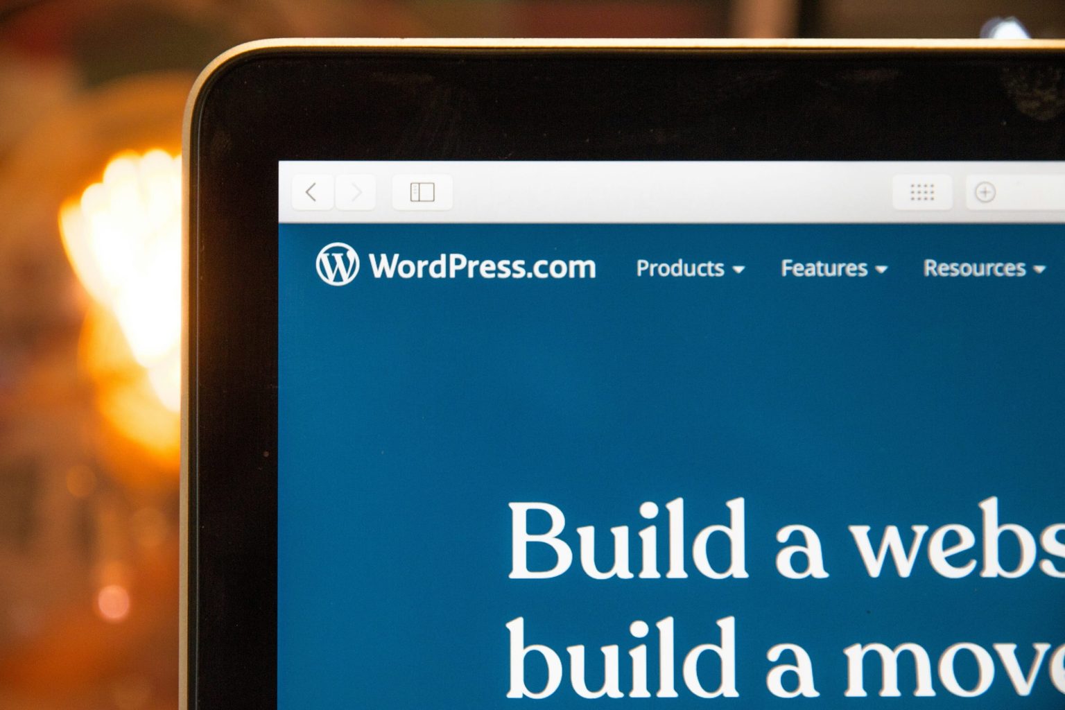 WordPress.com website displayed on a laptop screen