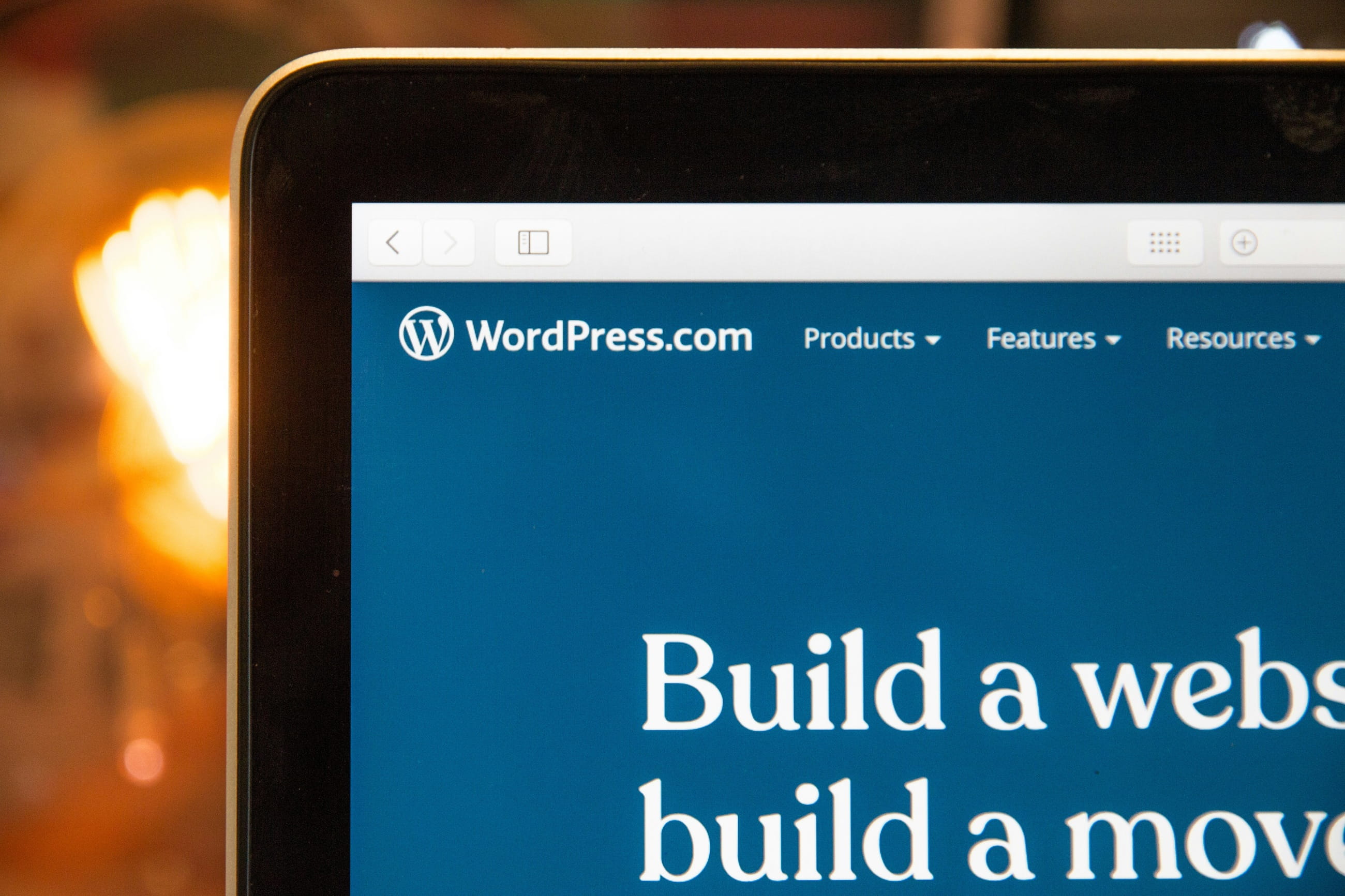 WordPress.com website displayed on a laptop screen